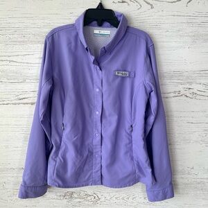 *3/$20* COLUMBIA PFG Tamiami Long Sleeve Vented Omni-Shade Shirt Purple 7-8